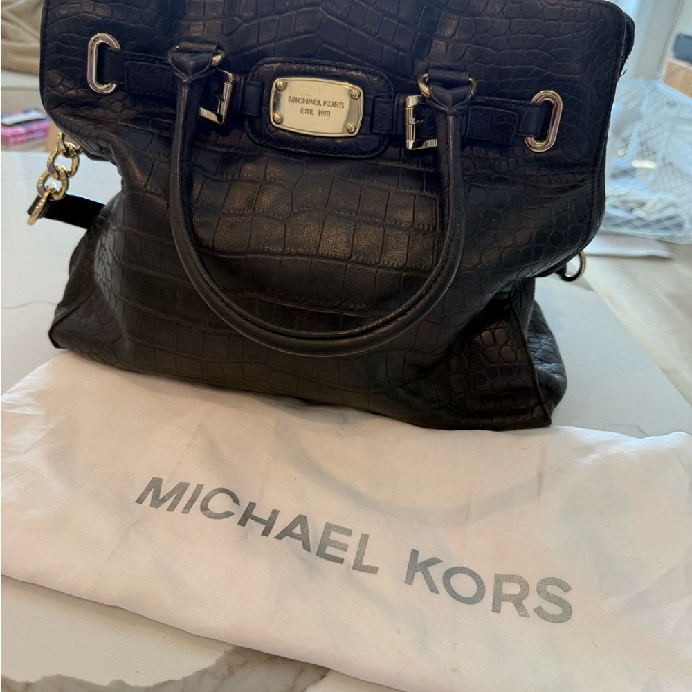 Michael Kors Black Satchel with Gold Accents